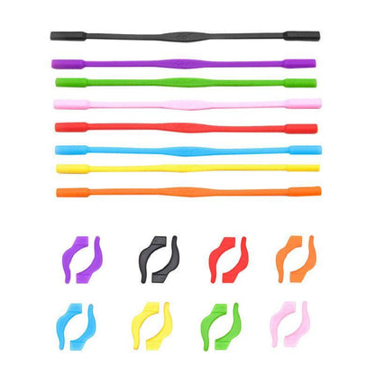 Silicone Glasses Strap and Ear Grip Set Eyeglasses Holder Cord with Hooks 20cm - Orange