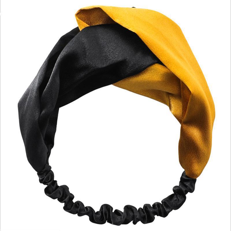 Women Chiffon Floral Print Headband Fashion Bohemian Elastic Cross Hair Bands - C-Navy