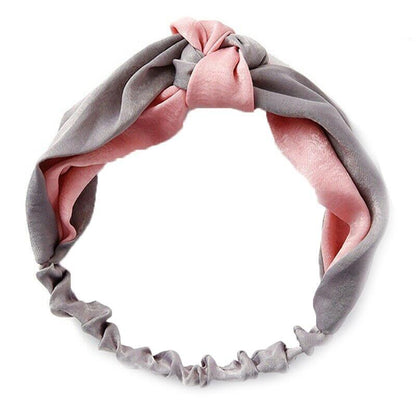 Women Chiffon Floral Print Headband Fashion Bohemian Elastic Cross Hair Bands - C-Red