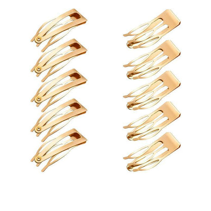 UP 30X Double-grip Hair Clips Metal Snap Barrettes Hair Styling Tool Women Girls - Gold(10PCS)