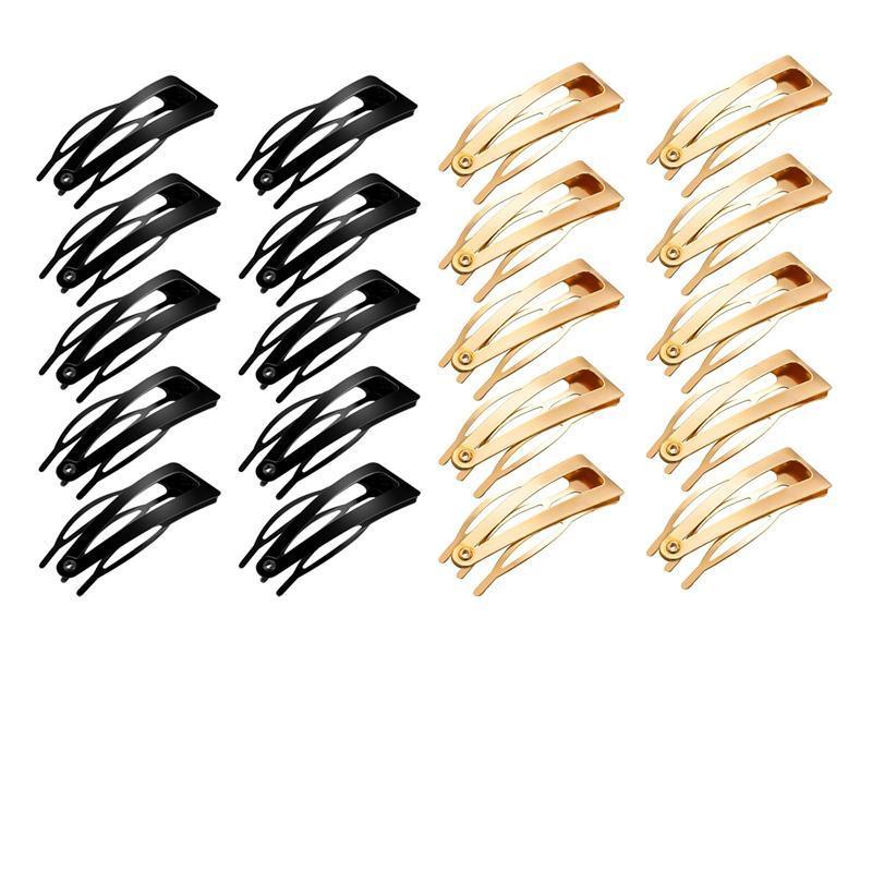 UP 30X Double-grip Hair Clips Metal Snap Barrettes Hair Styling Tool Women Girls - Gold(10PCS)
