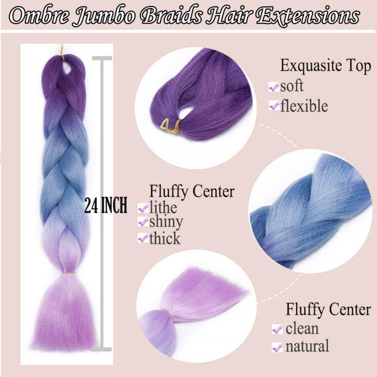 Coloured Jumbo Braiding Hair Extensions Braids Twist Hight Temperature Kanekalon - C1