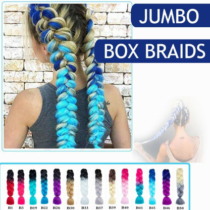 Coloured Jumbo Braiding Hair Extensions Braids Twist Hight Temperature Kanekalon - C6