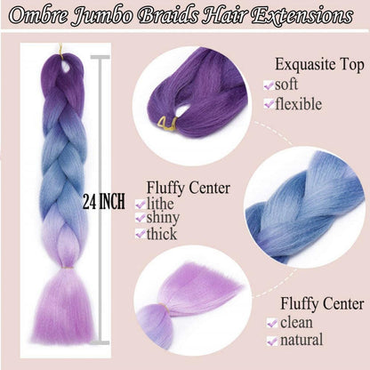 Coloured Jumbo Braiding Hair Extensions Braids Twist Hight Temperature Kanekalon - C6
