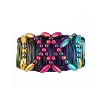 Beaded Stretchy Easy Magic Hair Comb Elastic Double Hair Clip Hair Accessories - Black