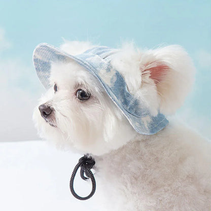 Adjustable Pet Hat with Cute Leaky Ears Sunscreen Fisherman Hat Four Seasons Use - Orange Red - L