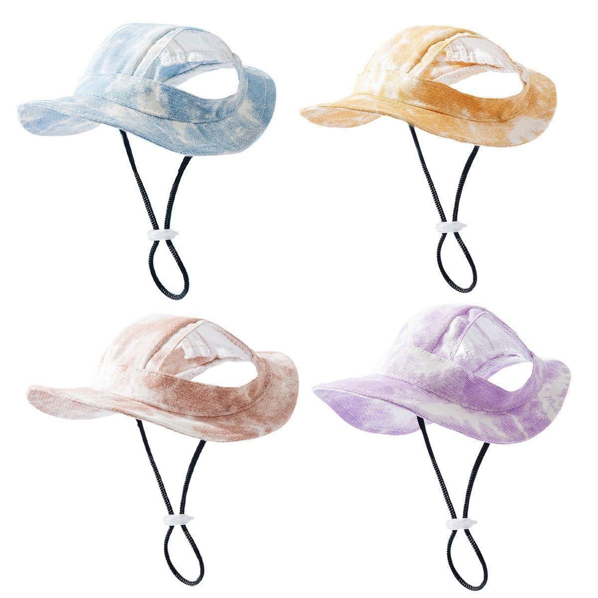Adjustable Pet Hat with Cute Leaky Ears Sunscreen Fisherman Hat Four Seasons Use - Orange Red - M