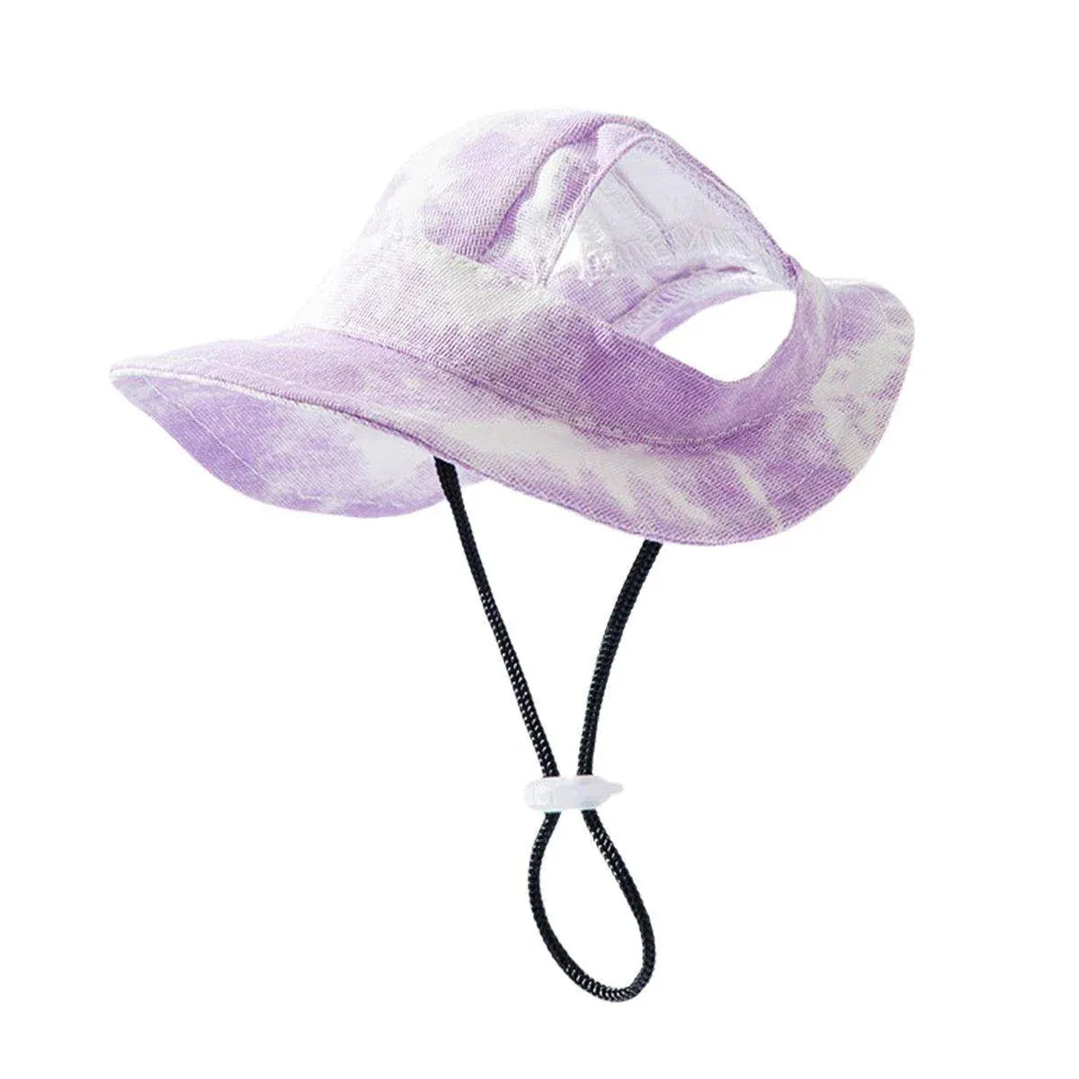 Adjustable Pet Hat with Cute Leaky Ears Sunscreen Fisherman Hat Four Seasons Use - Purple - S