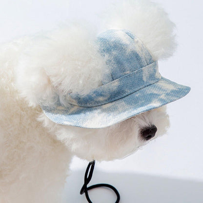 Adjustable Pet Hat with Cute Leaky Ears Sunscreen Fisherman Hat Four Seasons Use - Yellow - L