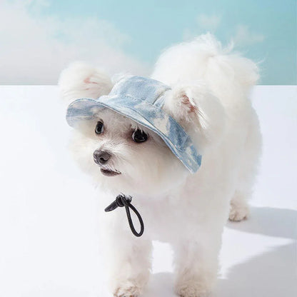 Adjustable Pet Hat with Cute Leaky Ears Sunscreen Fisherman Hat Four Seasons Use - Yellow - S