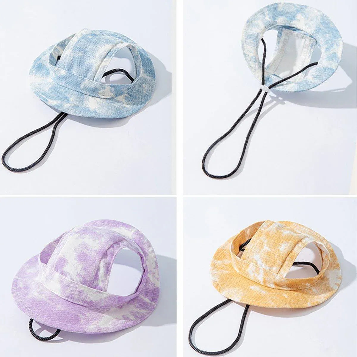 Adjustable Pet Hat with Cute Leaky Ears Sunscreen Fisherman Hat Four Seasons Use - Yellow - S