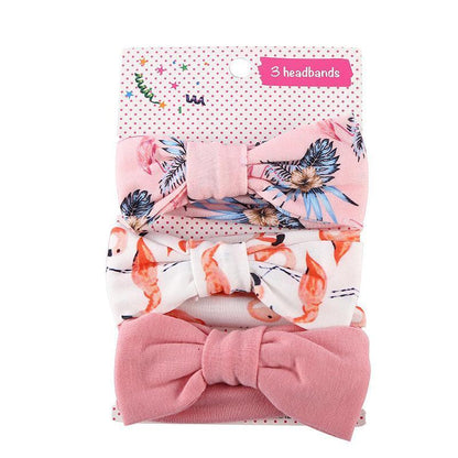 3PCS Soft Headband Wrap Set with Top Knot Single Bow Turban Style Hairbands - #1