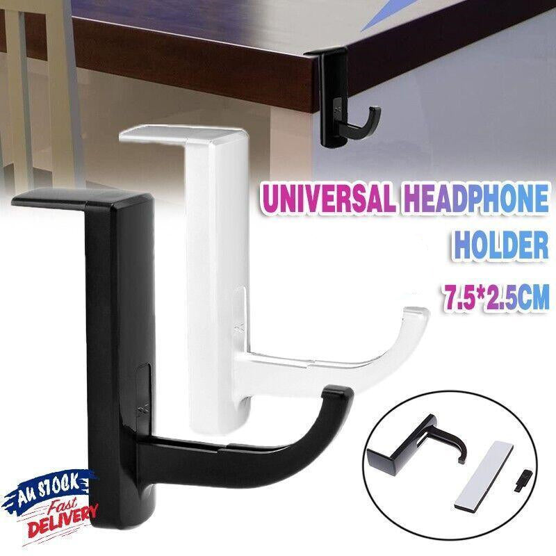 Universal Headphone Hook Desk Edge Mount Adhesive Headset Holder - White