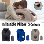 Inflatable Air Cushion Travel Pillow for Airplane Office Nap Rest Neck Head Chin - Blue