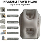 Inflatable Air Cushion Travel Pillow for Airplane Office Nap Rest Neck Head Chin - Blue