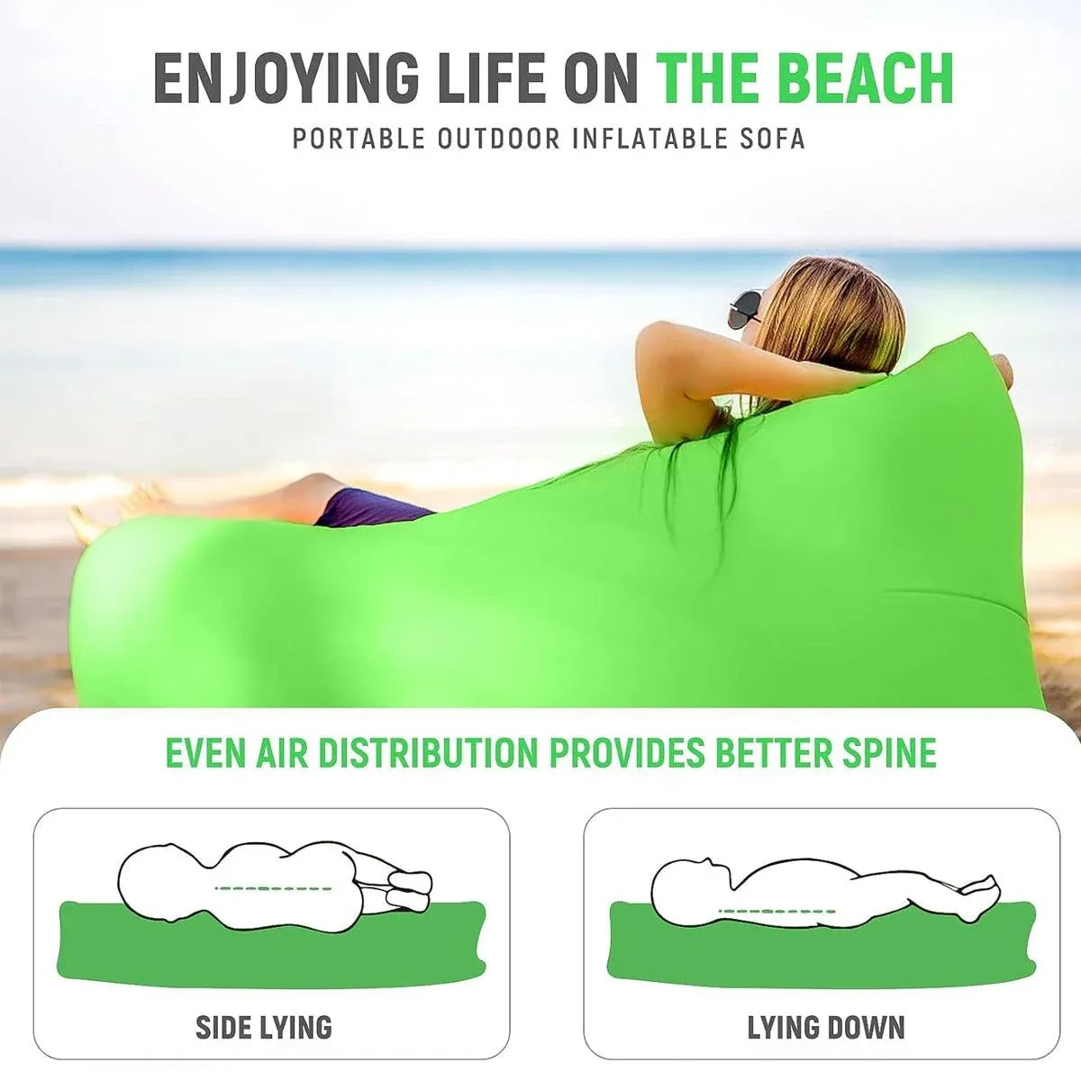 Fast Inflatable Lazy Lounge Air Sofa Bed Camping Beach Hangout Sleeping Bag - Yellow