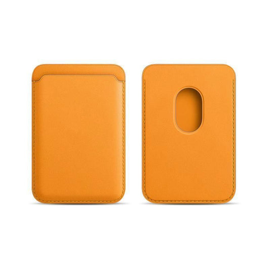 Leather Card Holder Wallet Pocket for iPhone 14 13 Pro Max with Snap-On Attachment - Light Brown