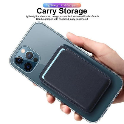 Leather Card Holder Wallet Pocket for iPhone 14 13 Pro Max with Snap-On Attachment - Light Brown