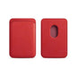 Leather Card Holder Wallet Pocket for iPhone 14 13 Pro Max with Snap-On Attachment - Red