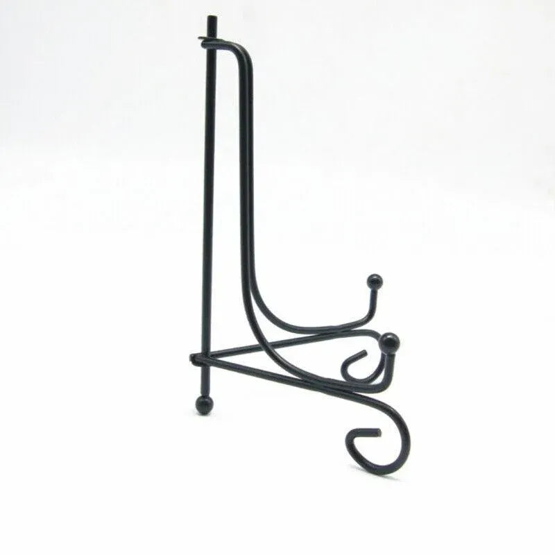 Plate Stands Iron Display Easel Photo Picture Bowl Dish Book Holder Frame Black - 10 Inch