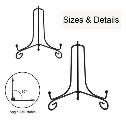 Plate Stands Iron Display Easel Photo Picture Bowl Dish Book Holder Frame Black - 10 Inch