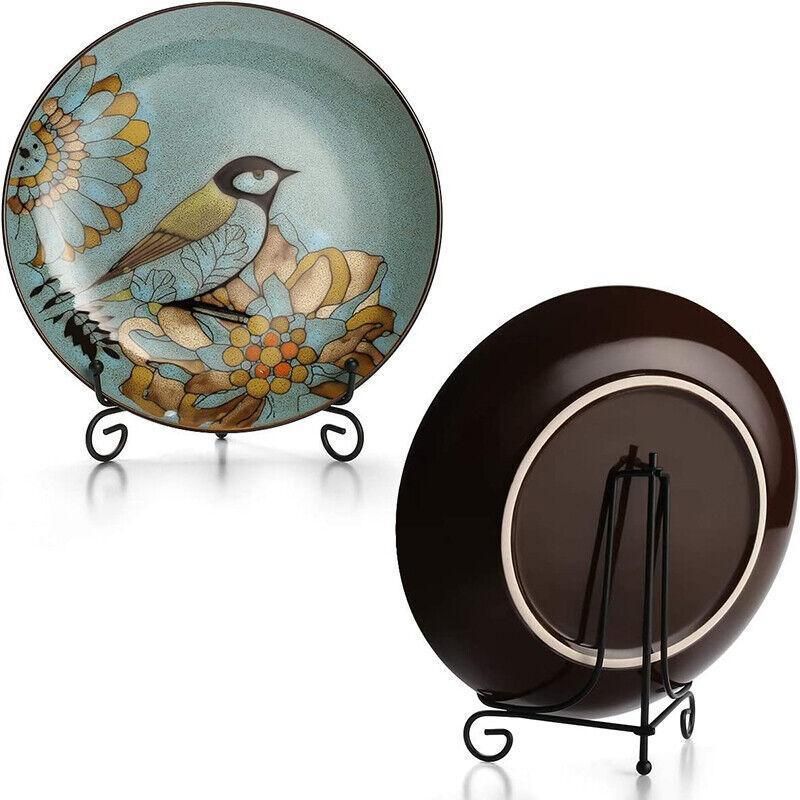 Plate Stands Iron Display Easel Photo Picture Bowl Dish Book Holder Frame Black - 10 Inch