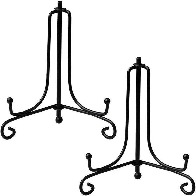 Plate Stands Iron Display Easel Photo Picture Bowl Dish Book Holder Frame Black - 4 Inch