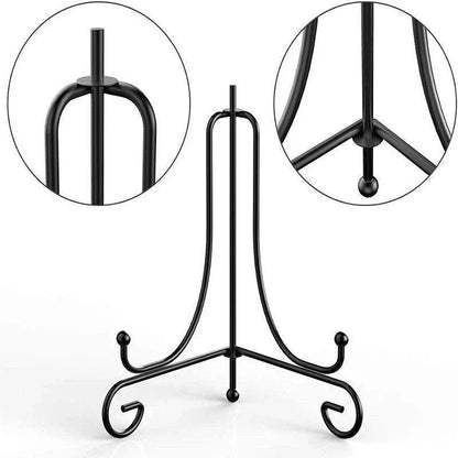 Plate Stands Iron Display Easel Photo Picture Bowl Dish Book Holder Frame Black - 4 Inch