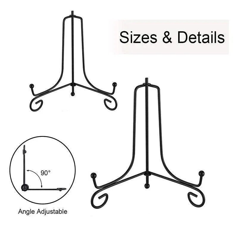 Plate Stands Iron Display Easel Photo Picture Bowl Dish Book Holder Frame Black - 7 Inch