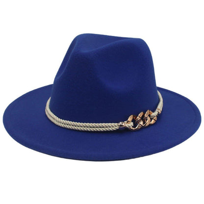 Jazz Hat Autumn Winter Retro Large Brim Hat for Men and Women Stylish Headwear - Beige