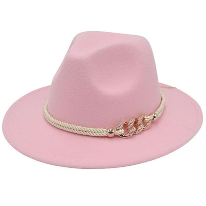 Jazz Hat Autumn Winter Retro Large Brim Hat for Men and Women Stylish Headwear - White