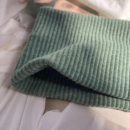 Women Headband Solid Wide Turban Knitted Cotton Hairband Girls Elastic Hair Band - Cyan