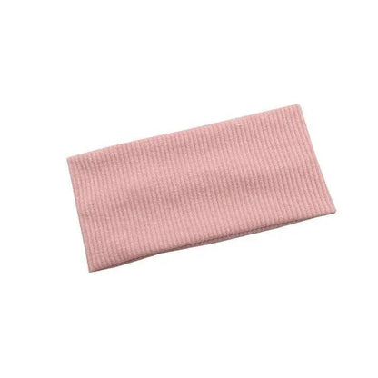 Women Headband Solid Wide Turban Knitted Cotton Hairband Girls Elastic Hair Band - Cyan