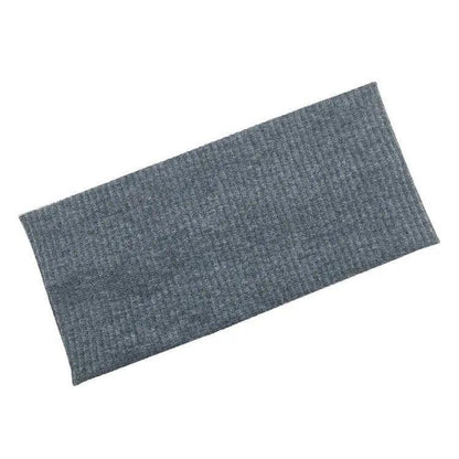Women Headband Solid Wide Turban Knitted Cotton Hairband Girls Elastic Hair Band - Cyan