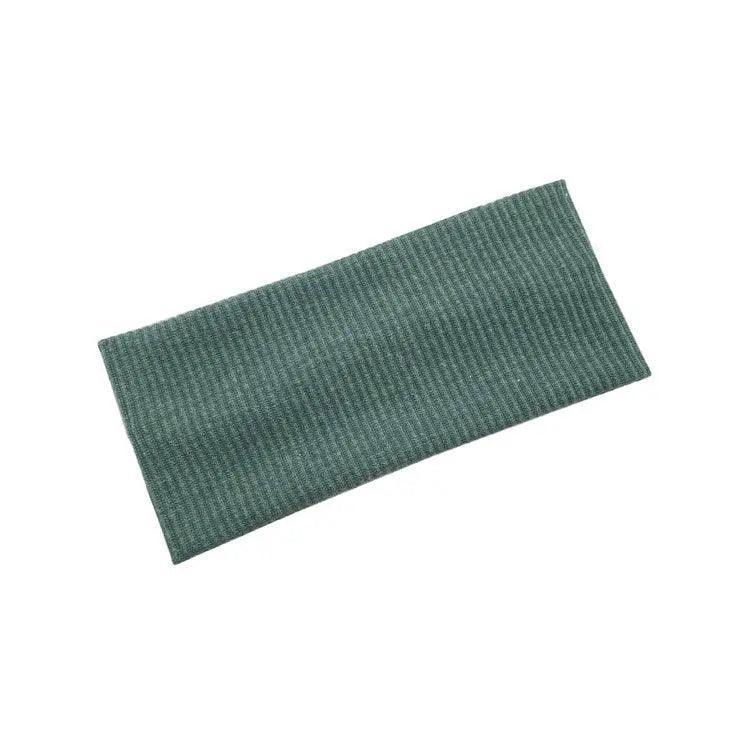 Women Headband Solid Wide Turban Knitted Cotton Hairband Girls Elastic Hair Band - Cyan