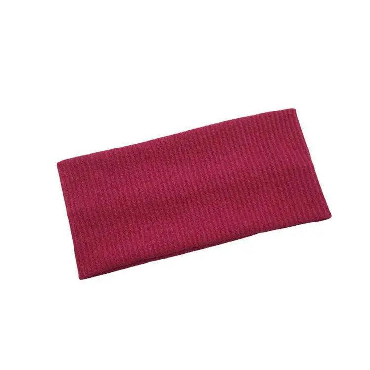 Women Headband Solid Wide Turban Knitted Cotton Hairband Girls Elastic Hair Band - Cyan