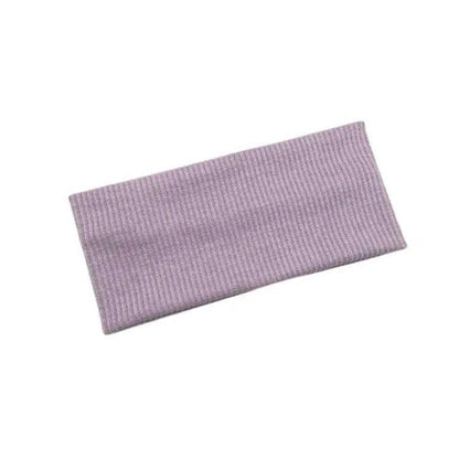 Women Headband Solid Wide Turban Knitted Cotton Hairband Girls Elastic Hair Band - Cyan