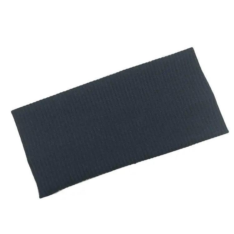 Women Headband Solid Wide Turban Knitted Cotton Hairband Girls Elastic Hair Band - Cyan