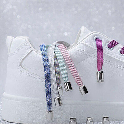 No Tie Locked Elastic Shoelace Shoe Lace Lazy Laces Sneakers Sports - NO.19 Glitter Yellow
