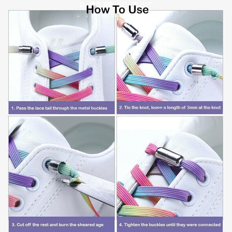 No Tie Locked Elastic Shoelace Shoe Lace Lazy Laces Sneakers Sports - NO.19 Glitter Yellow