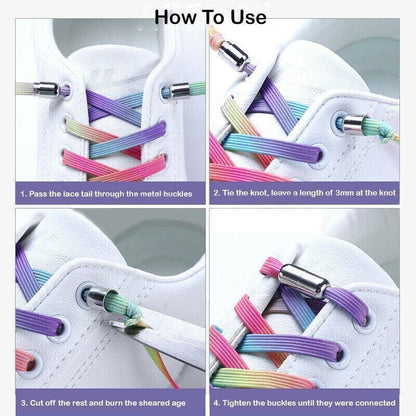 No Tie Locked Elastic Shoelace Shoe Lace Lazy Laces Sneakers Sports - NO.19 Glitter Yellow