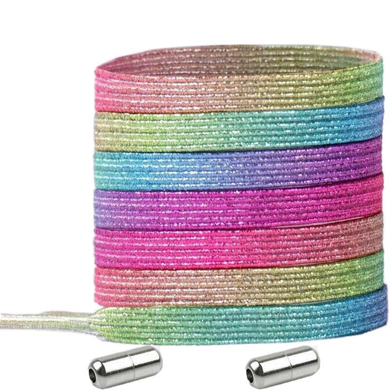 No Tie Locked Elastic Shoelace Shoe Lace Lazy Laces Sneakers Sports - NO.23 Silver Green
