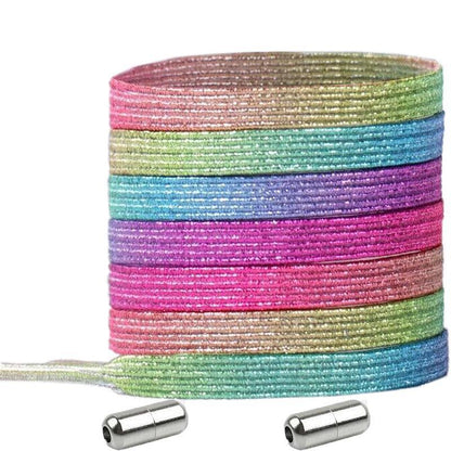 No Tie Locked Elastic Shoelace Shoe Lace Lazy Laces Sneakers Sports - NO.23 Silver Green