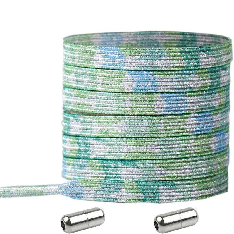 No Tie Locked Elastic Shoelace Shoe Lace Lazy Laces Sneakers Sports - NO.23 Silver Green