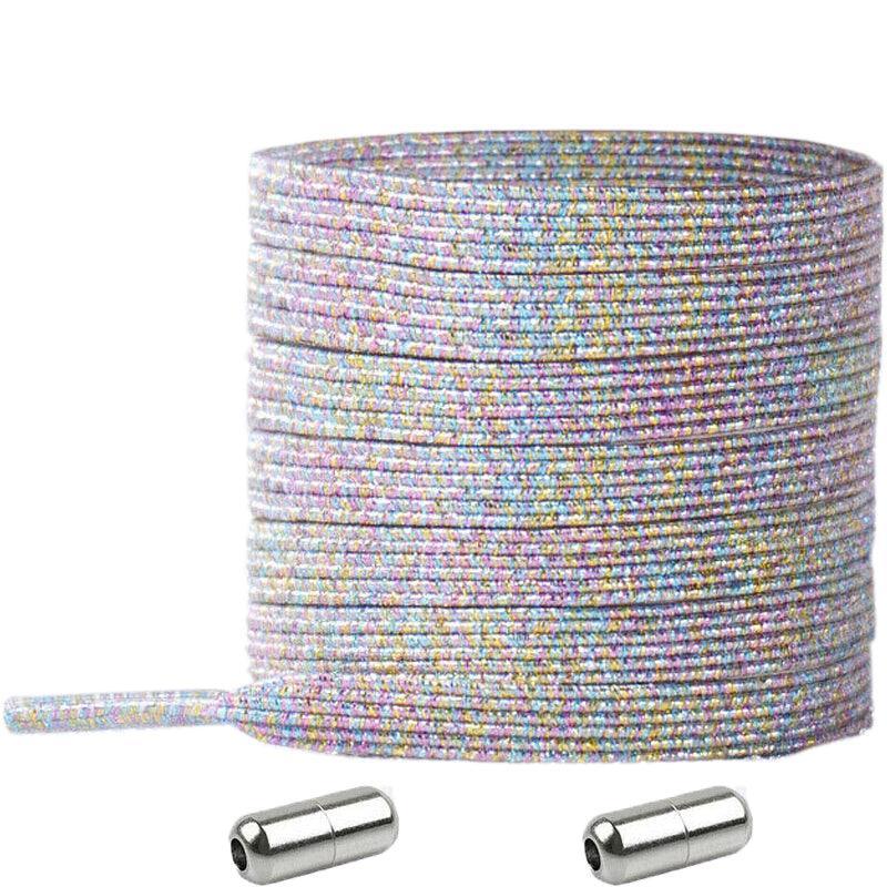 No Tie Locked Elastic Shoelace Shoe Lace Lazy Laces Sneakers Sports - NO.23 Silver Green