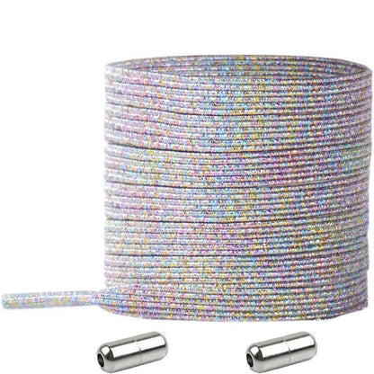 No Tie Locked Elastic Shoelace Shoe Lace Lazy Laces Sneakers Sports - NO.23 Silver Green
