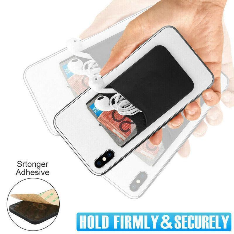 Silicone Phone Card Holder Double Layer Adhesive Wallet with 3M Backing - Grey