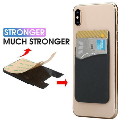 Silicone Phone Card Holder Double Layer Adhesive Wallet with 3M Backing - Grey