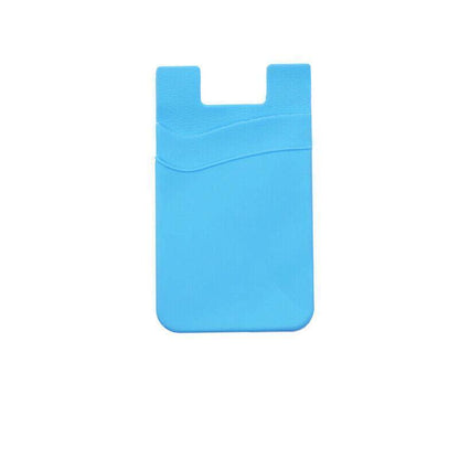 Silicone Phone Card Holder Double Layer Adhesive Wallet with 3M Backing - Grey