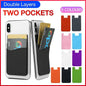Silicone Phone Card Holder Double Layer Adhesive Wallet with 3M Backing - Orange